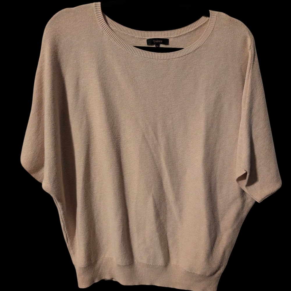 Quince Cream Dolman Sleeve Boxy Top Light Sweater